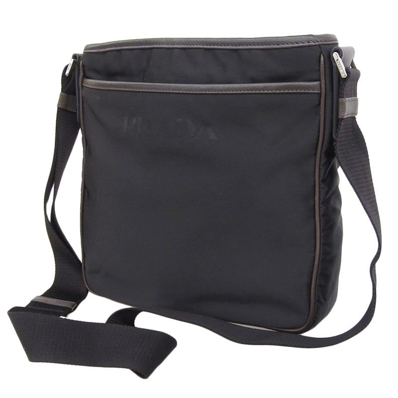 プラダ PRADA ショルダーバッグ 斜め掛けショルダー ナイロン レザー ブラック/ブラウン 中古 新入荷 OB2316 PRADA（プラダ） ショルダーバッグ 斜め掛けショルダー ナイロン