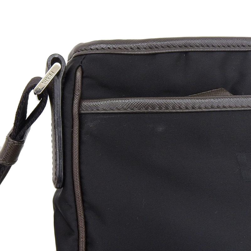 プラダ PRADA ショルダーバッグ 斜め掛けショルダー ナイロン レザー ブラック/ブラウン 中古 新入荷 OB2316 PRADA（プラダ） ショルダーバッグ 斜め掛けショルダー ナイロン
