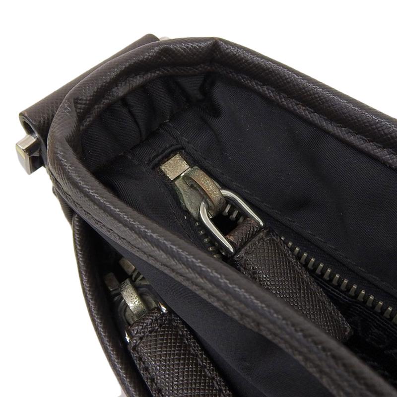 プラダ PRADA ショルダーバッグ 斜め掛けショルダー ナイロン レザー ブラック/ブラウン 中古 新入荷 OB2316 PRADA（プラダ） ショルダーバッグ 斜め掛けショルダー ナイロン