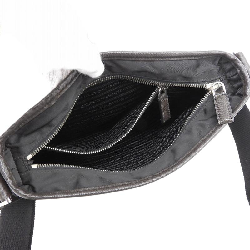 プラダ PRADA ショルダーバッグ 斜め掛けショルダー ナイロン レザー ブラック/ブラウン 中古 新入荷 OB2316 PRADA（プラダ） ショルダーバッグ 斜め掛けショルダー ナイロン