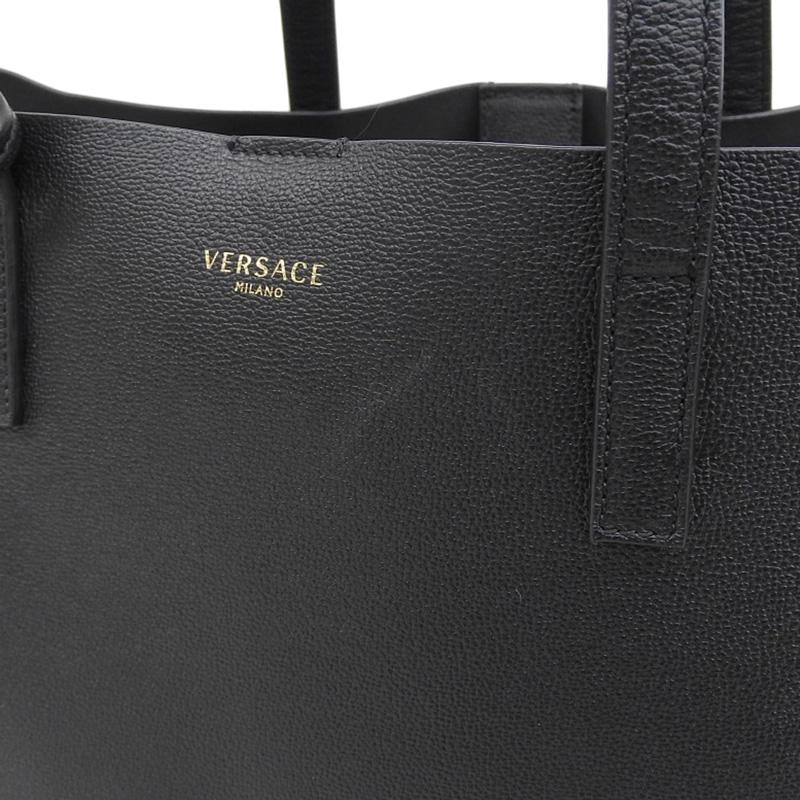 【超美品】ヴェルサーチ ヴィルトゥス レザー 2WAY トートバッグ ブラック 超美品】ヴェルサーチ ヴィルトゥス レザー 2WAY トートバッグ