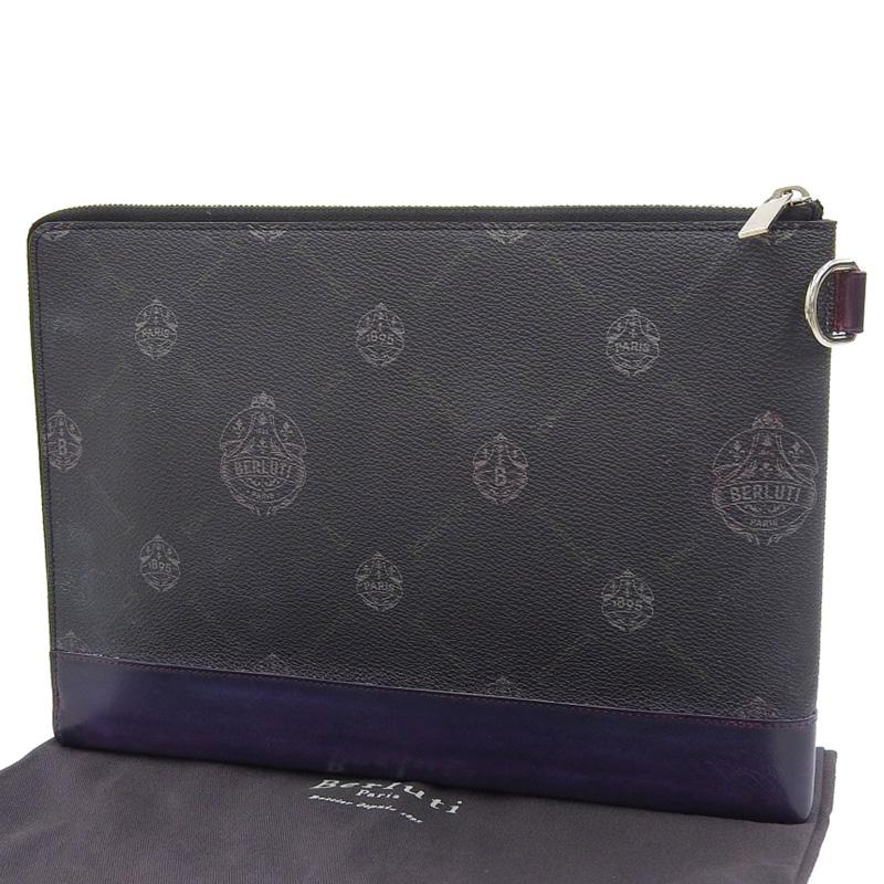 ベルルッティ BERLUTI クラッチバッグ レザー ブラック/パープル 中古 新入荷 OB2380 Berluti（ベルルッティ） クラッチバッグ レザー ブラック/パープル