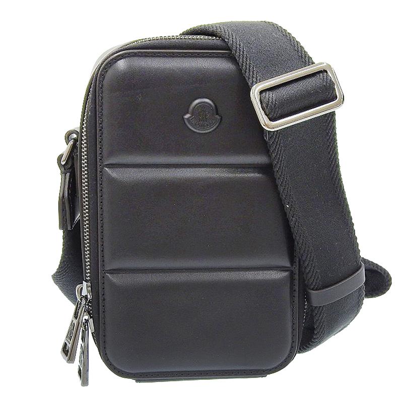 モンクレール MONCLER ショルダーバッグ クロスボディバッグ レザー ブラック 5L00002 M3492 中古 新入荷 OB2398 MONCLER（モンクレール） ショルダーバッグ クロスボディバッグ レザー