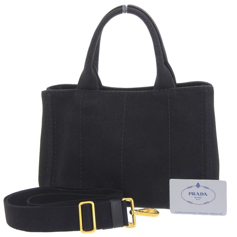 プラダ PRADA カナパ 2WAYバッグ ハンドバッグ ショルダーバッグ キャンバス ブラック 1BG439 中古 新入荷 OB2400_1