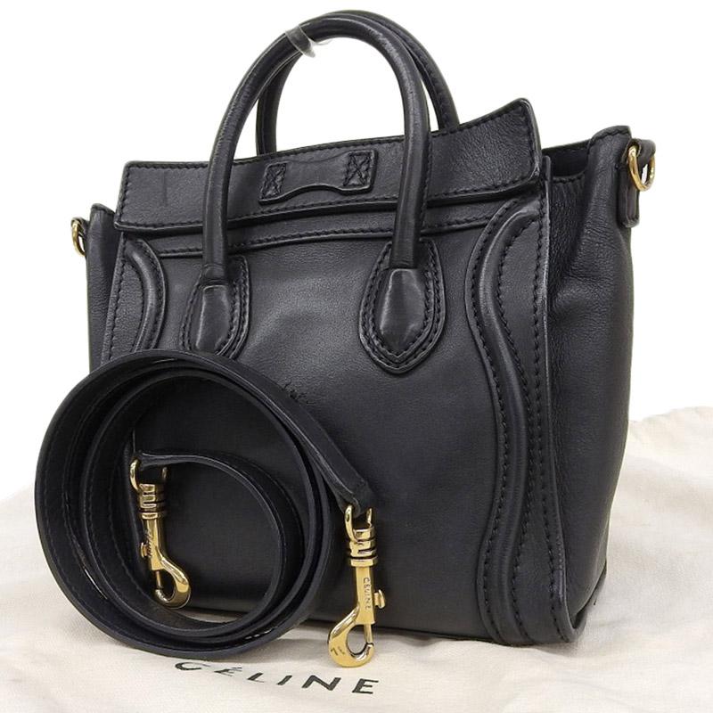 セリーヌ ハンドバッグ ラゲージ ナノ ナノショッパー 2way ブラック 黒 希少】セリーヌ ラゲージ ナノショッパー パイソン ハンドバッグ