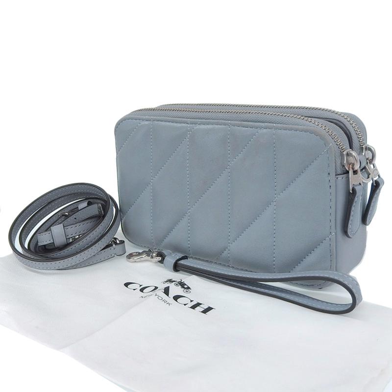 コーチ COACH キラ クロスボディ ピロー キルティング 2WAYバッグ ショルダーバッグ レザー ブルーグレー CM531 中古 新入荷 OB2453 COACH（コーチ） キラ クロスボディ ピロー キルティング 2WAYバッグ