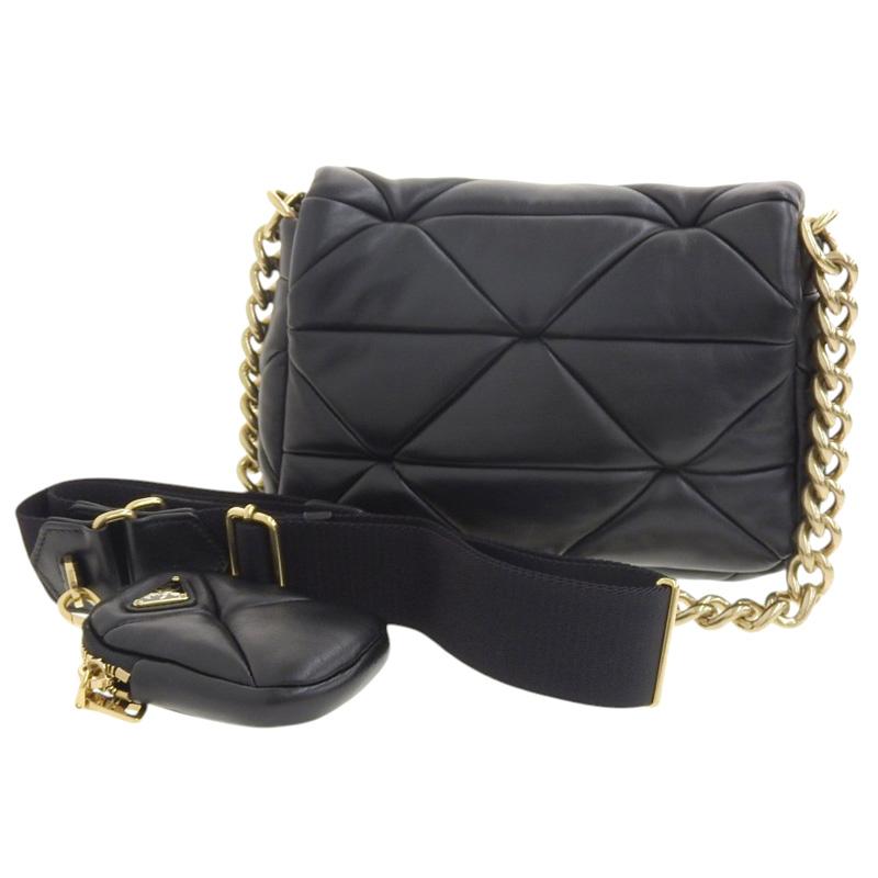 プラダ PRADA 2WAYバッグ ショルダーバッグ レザー ブラック 1BD291 中古 新入荷 OB2503 PRADA（プラダ） PRADA 2WAYバッグ ショルダーバッグ レザー ブラック