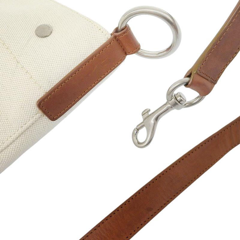 サンローラン SAINT LAURENT バケットバッグ ショルダーバッグ キャンバス/レザー ホワイト/ブラウン 669299 中古 新入荷 OB2540 SAINT LAURENT サンローラン バケットバッグ ショルダーバッグ