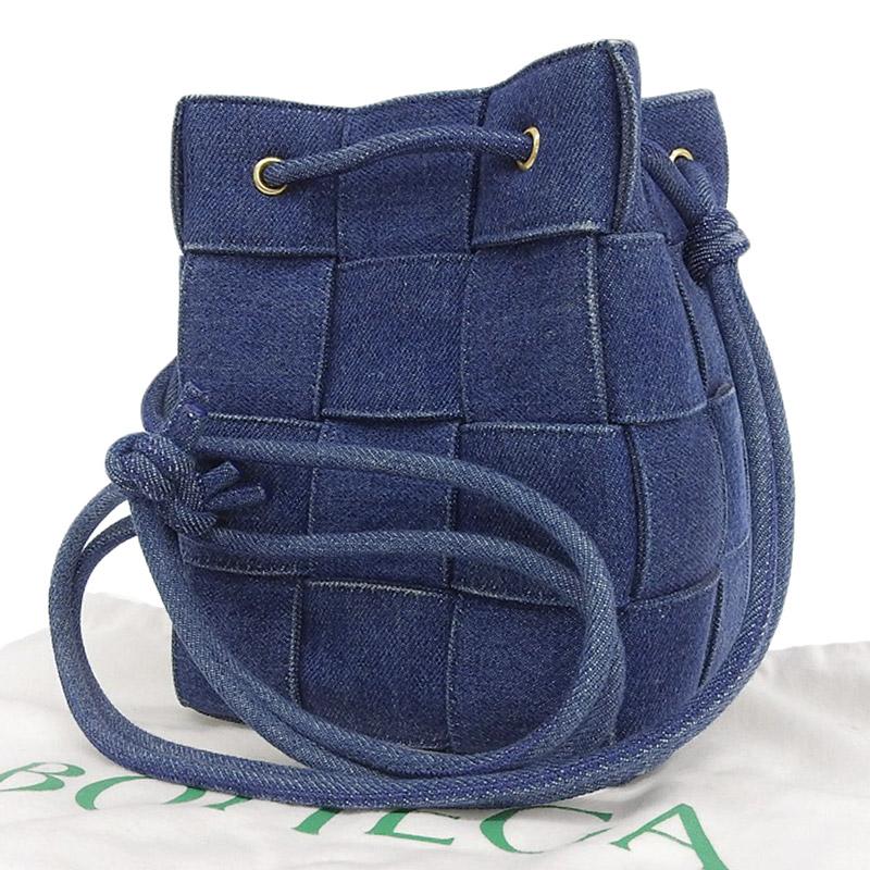 ボッテガヴェネタ BOTTEGA VENETA カセット バケットバック ショルダーバッグ デニム ブルー 中古 新入荷 OB2582 CASSETTE（BOTTEGA VENETA） ボッテガヴェネタ BOTTEGA VENETA