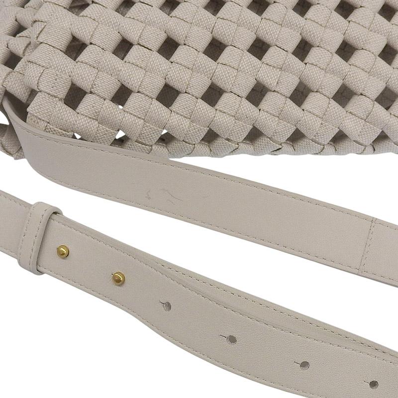 ボッテガヴェネタ BOTTEGA VENETA ショルダーバッグ キャンバス/レザー アイボリー 603162 中古 新入荷 OB2584 BOTTEGA VENETA（ボッテガ・ヴェネタ） ショルダーバッグ キャンバス