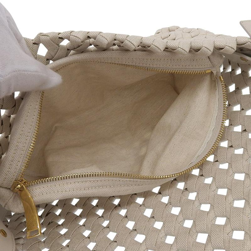 ボッテガヴェネタ BOTTEGA VENETA ショルダーバッグ キャンバス/レザー アイボリー 603162 中古 新入荷 OB2584 BOTTEGA VENETA（ボッテガ・ヴェネタ） ショルダーバッグ キャンバス
