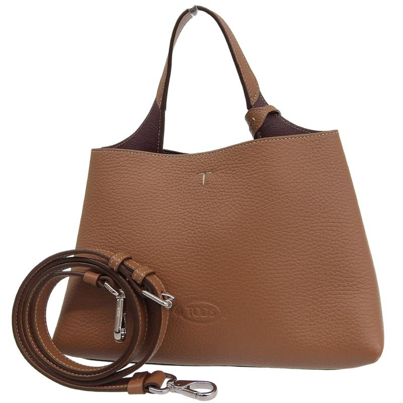 トッズ TOD'S Tタイムレス マイクロ 2WAY ハンドバッグ ショルダーバッグ レザー ブラウン 中古 新入荷 OB2657 TOD'S（トッズ） TOD'S Tタイムレス マイクロ 2WAY ハンドバッグ