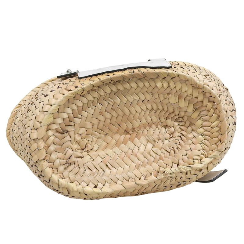 ロエベ LOEWE バスケットバッグ スモール トートバッグ かごバッグ ラフィア/レザー ナチュラル/ホワイト A223S93X04 中古 新入荷 OB2669 Basket（LOEWE） ロエベ LOEWE バスケットバッグ スモール トート