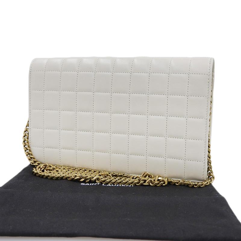 サンローラン SAINT LAURENT カサンドラ ショルダーバッグ チェーンウォレット レザー ホワイト 743346 中古 新入荷 OB2677 other - サンローラン SAINT LAURENT カサンドラ ショルダーバッグ