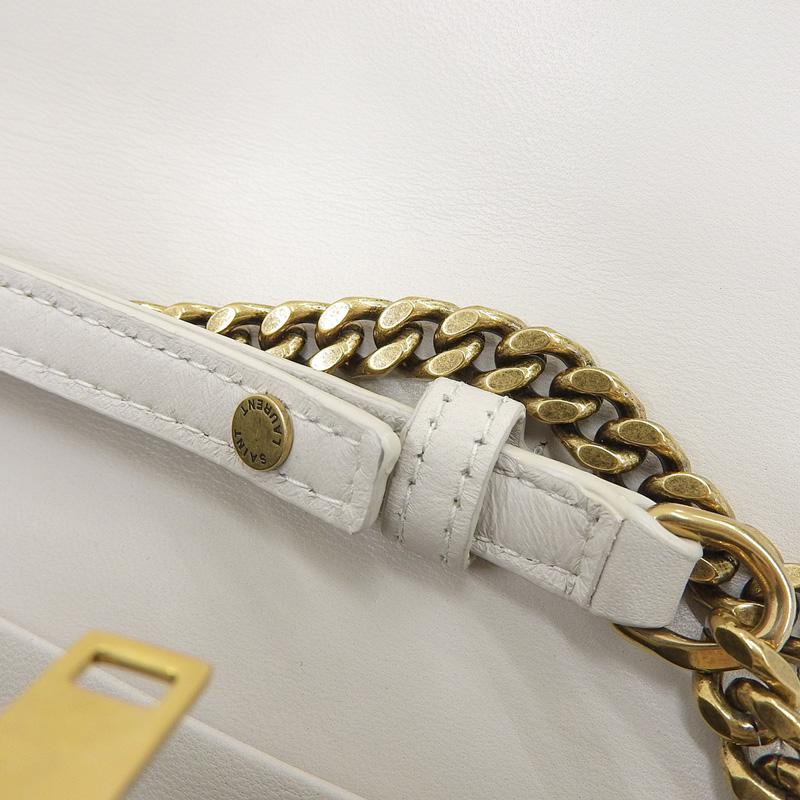 サンローラン SAINT LAURENT カサンドラ ショルダーバッグ チェーンウォレット レザー ホワイト 743346 中古 新入荷 OB2677 Yves Saint Laurent（イヴ・サンローラン） サンローラン SAINT
