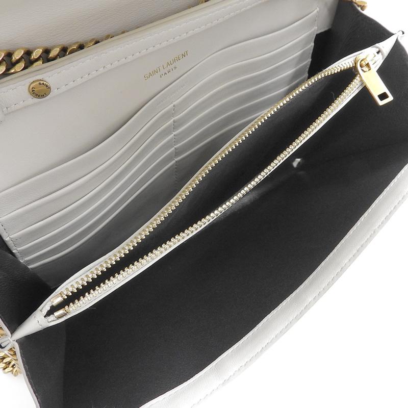 サンローラン SAINT LAURENT カサンドラ ショルダーバッグ チェーンウォレット レザー ホワイト 743346 中古 新入荷 OB2677 Yves Saint Laurent（イヴ・サンローラン） サンローラン SAINT