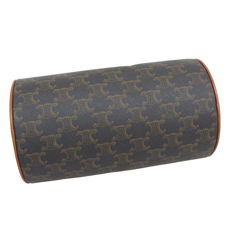 セリーヌ CELINE トリオンフ シリンダー ショルダーバッグ PVC/レザー ブラウン系 中古 新入荷 OB2757 TRIOMPHE セリーヌ CELINE トリオンフ シリンダー ショルダーバッグ