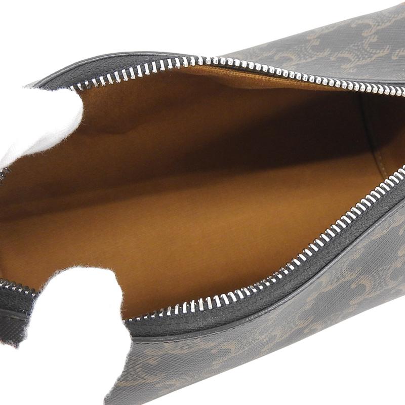 セリーヌ CELINE トリオンフ シリンダー ショルダーバッグ PVC/レザー ブラウン系 中古 新入荷 OB2757 TRIOMPHE セリーヌ CELINE トリオンフ シリンダー ショルダーバッグ