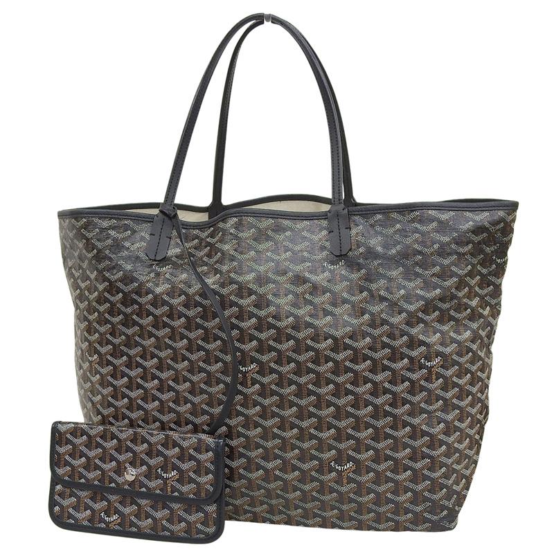 Goyard ブラック トートバッグ 大容量　pm GOYARD（ゴヤール） サンルイPM トートバッグ PVC/レザー ブラック