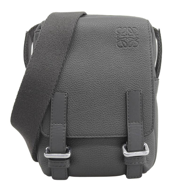 ロエベ LOEWE ミリタリークロスボディXS ショルダーバッグ レザー グレー 中古 新入荷 OB2785 LOEWE（ロエベ） ミリタリークロスボディXS ショルダーバッグ レザー