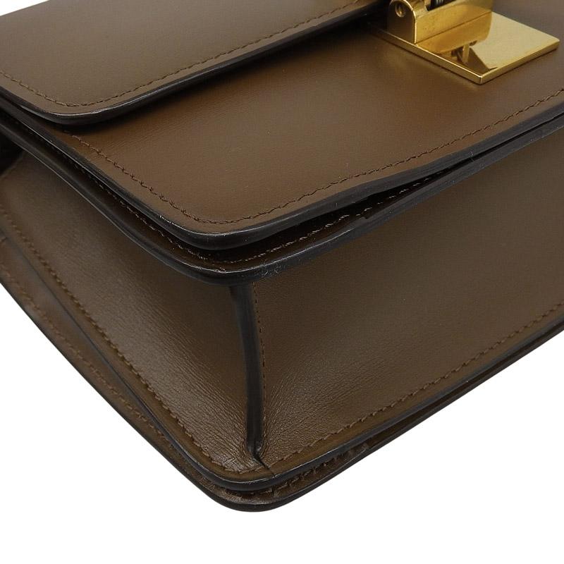 セリーヌ CELINE クラシックボックス スモール ショルダーバッグ レザー ブラウン 189183DLS.38NO 中古 新入荷 OB2786 CELINE（セリーヌ） クラシックボックス スモール ショルダーバッグ
