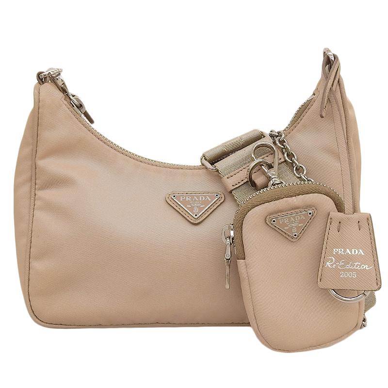 プラダ PRADA Re-Edition 2005 2WAYバッグ ショルダーバッグ ハンドバッグ ナイロン/レザー ベージュ 1BH204 中古 新入荷 OB2788 Re Edition プラダ PRADA Re-Edition 2005 2WAYバッグ ショルダー
