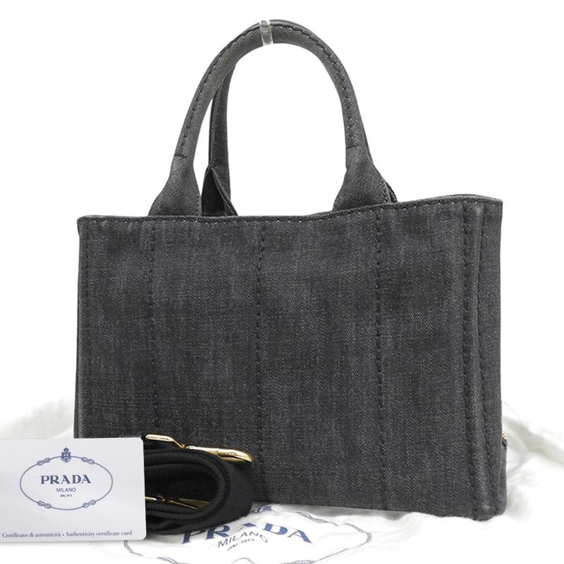 PRADA プラダ カナパ デニム ブラック 1BG439 ギャランティ付 CANAPA プラダ PRADA カナパ 2WAYバッグ トートバッグ ショルダー