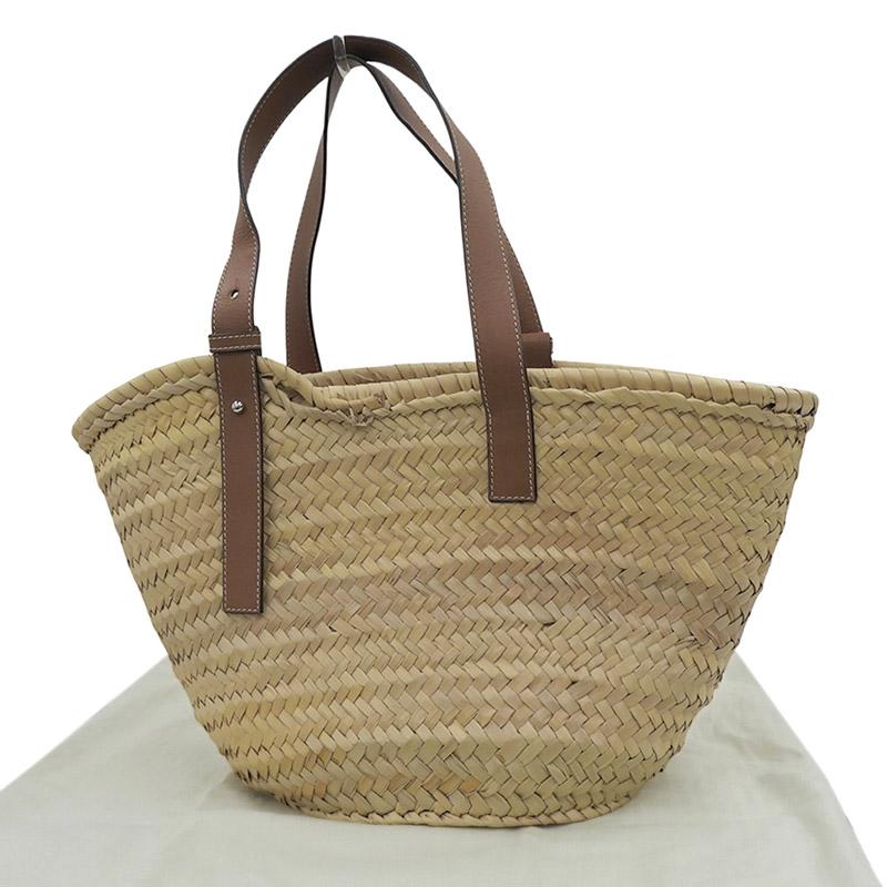 【美品】LOEWE かごバッグ　ミディアムサイズ　夏にぴったり！ LOEWE（ロエベ） バスケットバッグ ミディアム トートバッグ かご