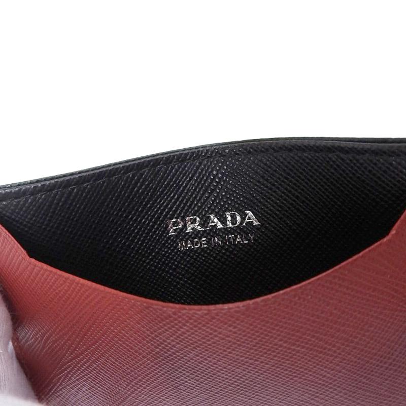 プラダ PRADA カードケース 名刺入れ サフィアーノ レザー ブラック/レッド 1MC208 美品 新入荷 OBB0462｜ronde｜07