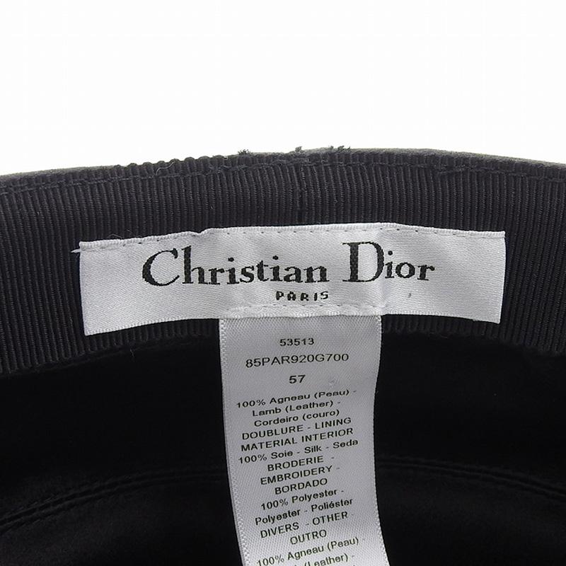 ディオール CHRISTIAN DIOR 帽子 キャスケット ラムスキン×シルク