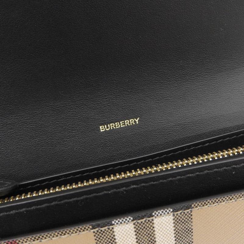 バーバリー Burberry コンチネンタルウォレット ヴィンテージチェック 長財布 PVC/レザー ブラック×ベージュ 美品 新入荷 OBB0504 BURBERRY（バーバリー） コンチネンタルウォレット ヴィンテージ