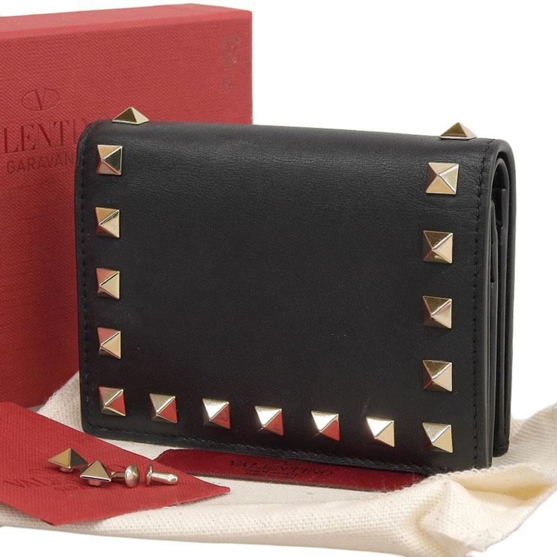 未使用品 VALENTINO ヴァレンティノ ロックスタッズ 折り財布  