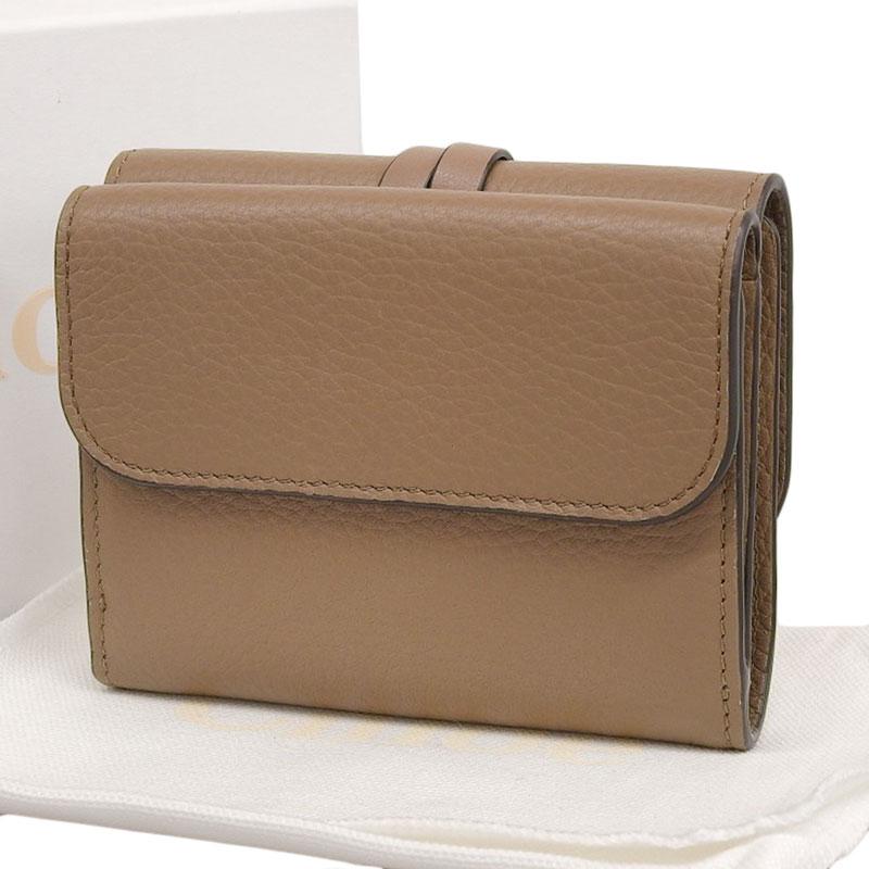クロエ CHLOE アルファベット 三つ折り財布 コンパクトウォレット レザー ブラウン 中古 新入荷 OBB0532 Chloe（クロエ） アルファベット 三つ折り財布 コンパクトウォレット