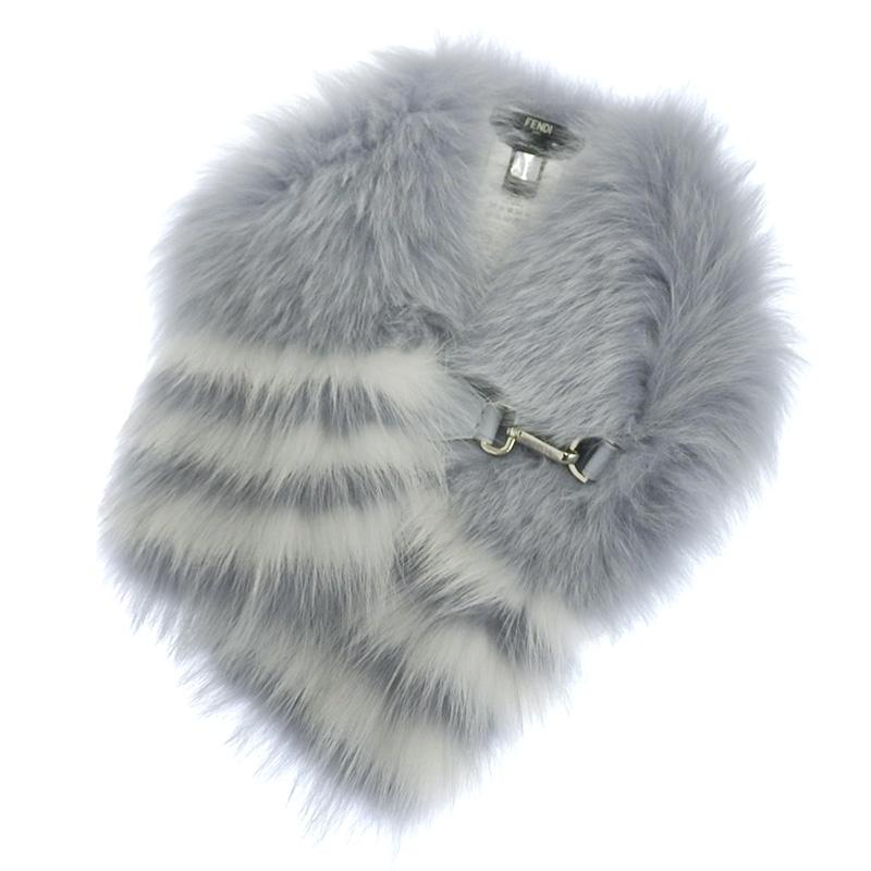 FENDI フェンディ マフラー ティペット フォックスファー グレー  