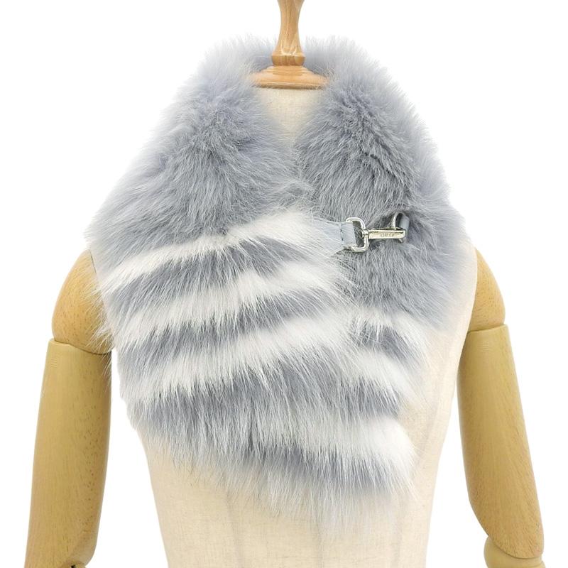 FENDI フェンディ マフラー ティペット フォックスファー グレー