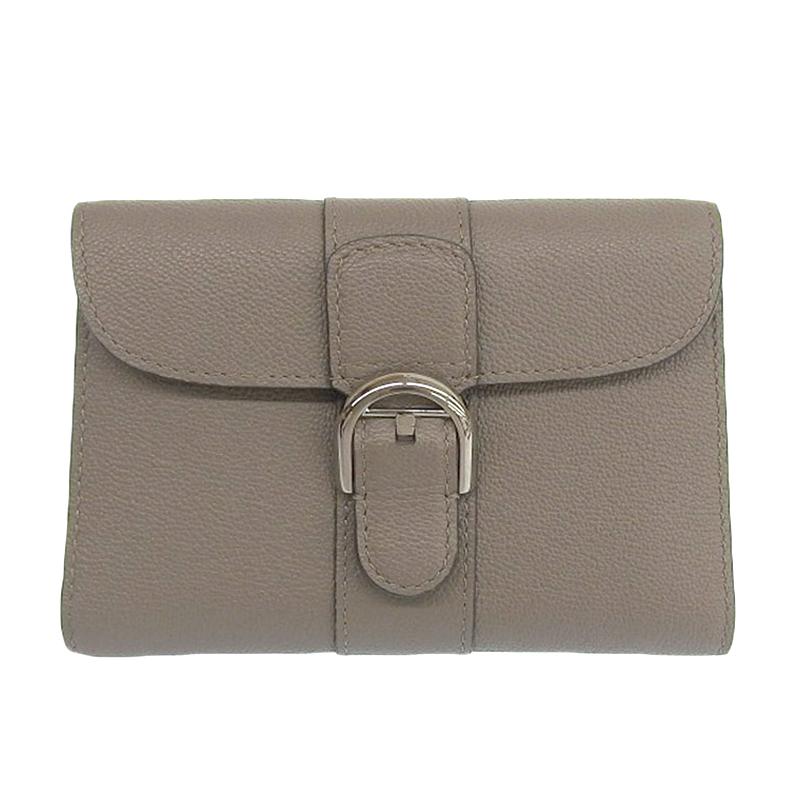 デルボー DELVAUX ブリヨン コンパクトウォレット 三つ折り財布 レザー グレージュ AB0493AAU0 中古 新入荷 OBB0539 DELVAUX（デルヴォー） デルボー ブリヨン コンパクトウォレット 三