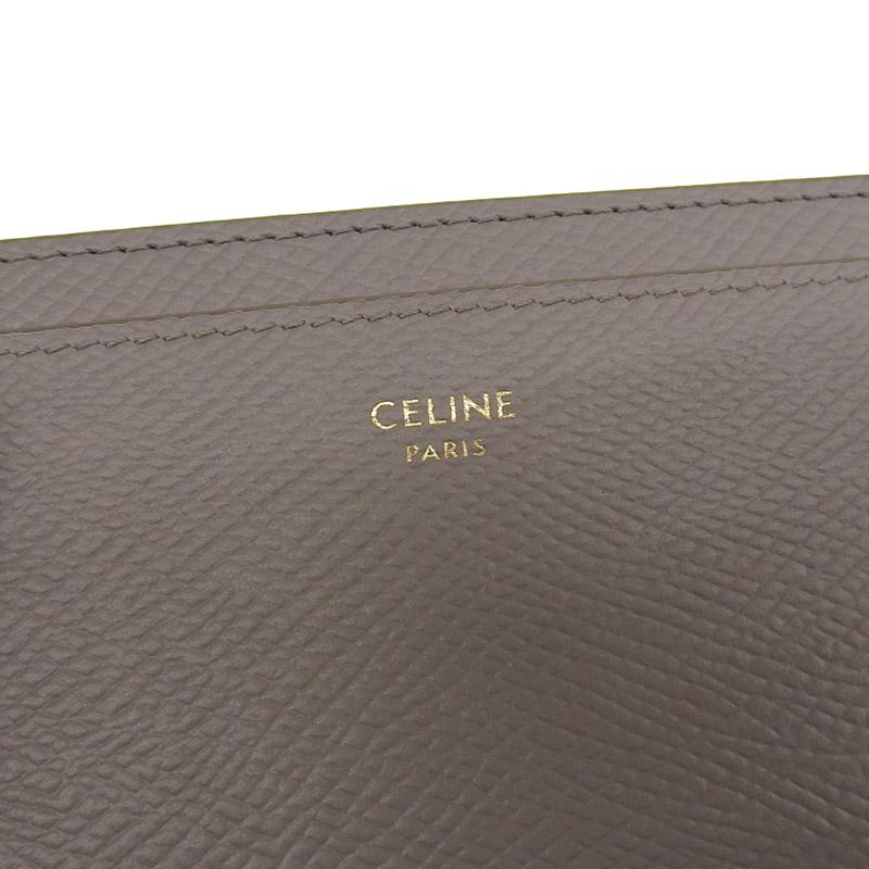 CELINE（セリーヌ） カードケース 名刺入れ レザー グレージュ 中古 新