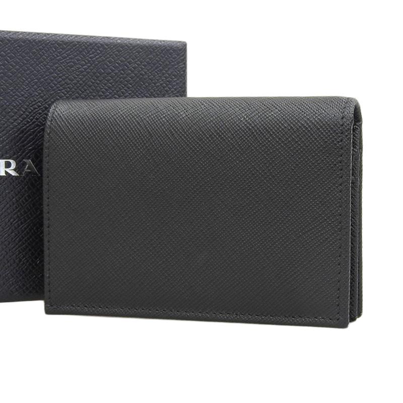 美品】PRADA プラダ サフィアーノ 二つ折り財布 1MV021 ブラック