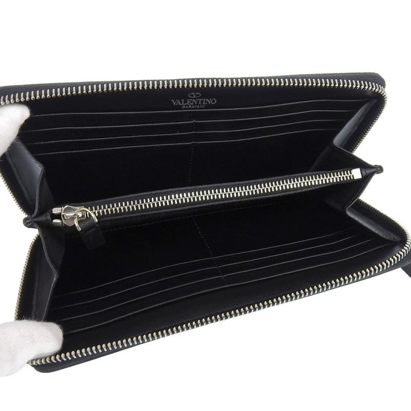 ヴァレンティノ VALENTINO ラウンドファスナー ロングウォレット VLTN 長財布 レザー ブラック 2Y2P0570LVN 美品 新入荷 OBB0591 VALENTINO（ヴァレンティノ） ラウンドファスナー ロングウォレット