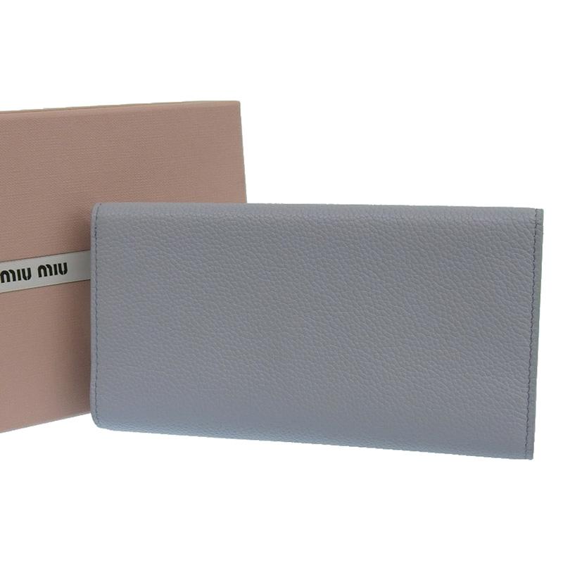 ミュウミュウ MIUMIU ヴィッテロダイノ ロングウォレット 長財布 レザー ブルー 5MH024 美品 新入荷 OBB0593 miu miu（ミュウミュウ） ヴィッテロダイノ ロングウォレット 長財布