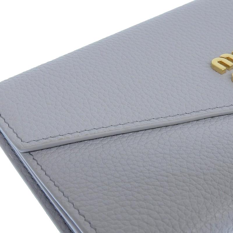 ミュウミュウ MIUMIU ヴィッテロダイノ ロングウォレット 長財布 レザー ブルー 5MH024 美品 新入荷 OBB0593 miu miu（ミュウミュウ） ヴィッテロダイノ ロングウォレット 長財布