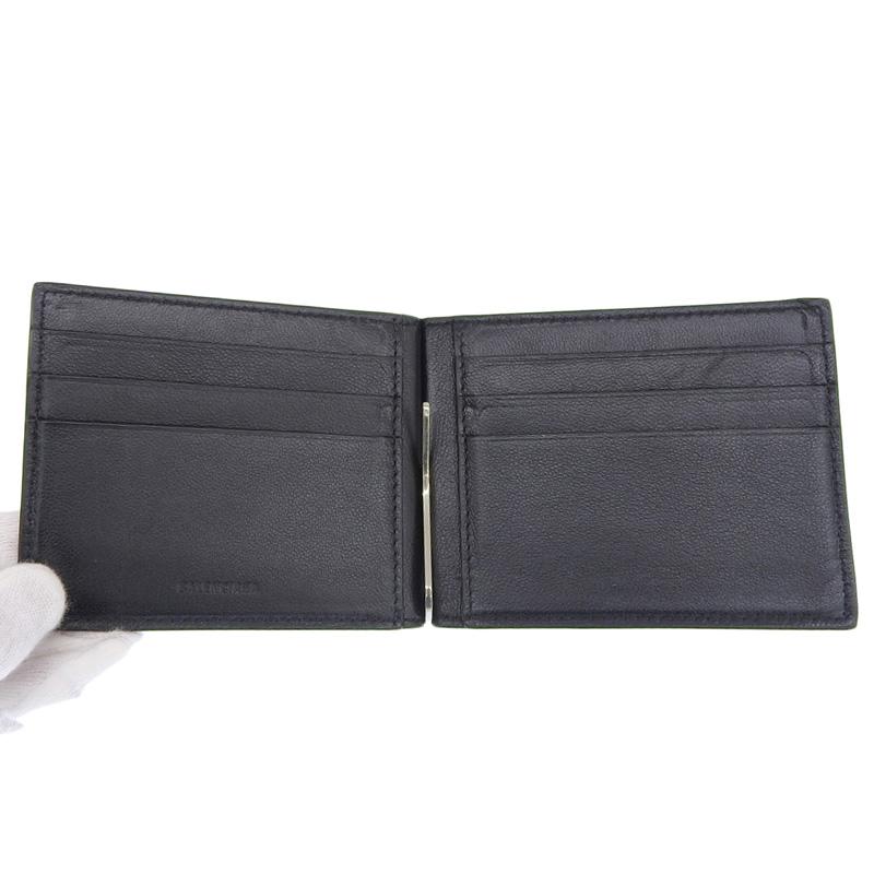 美品⭐️バレンシアガ 2つ折り財布 マネークリップ レザー ブラック BALENCIAGA（バレンシアガ） マネークリップ 二つ折り財布 レザー
