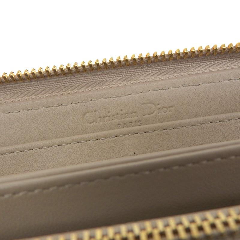 ディオール レディディオール ヴォヤージュ 長財布 ラウンドファスナー カナージュ レザー ベージュ S00070NMJ 中古 新入荷 OBB0610 カナージュライン ディオール レディディオール ヴォヤージュ 長財布