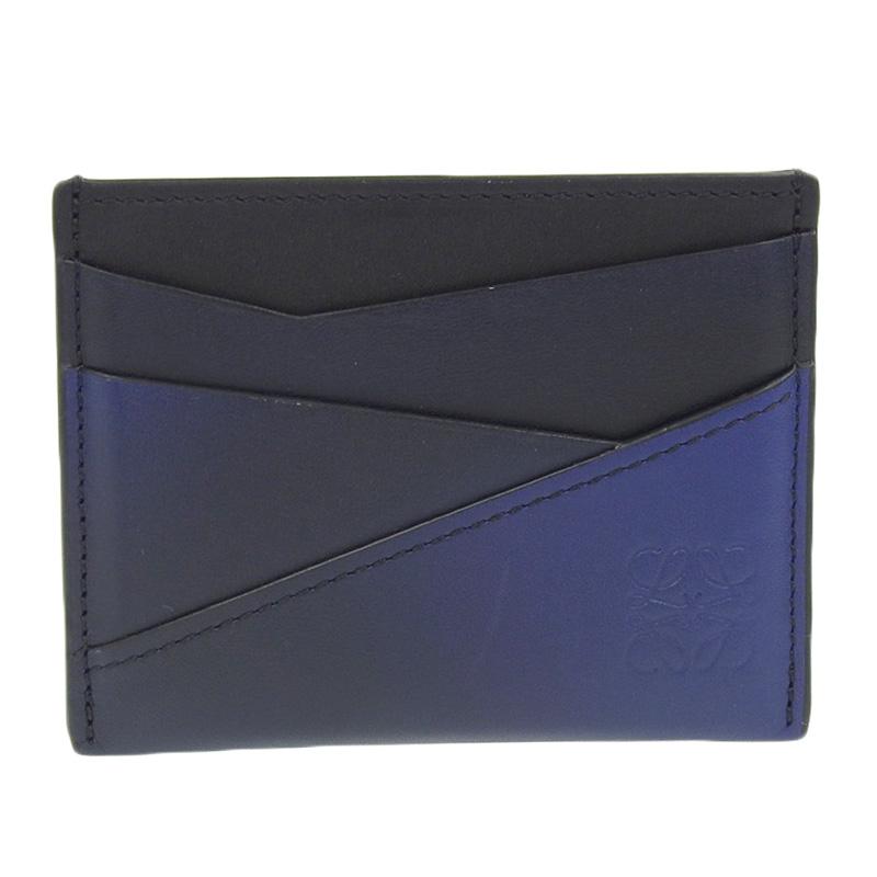 ロエベ LOEWE パズル カードケース 名刺入れ レザー ブルー/ブラック 中古 新入荷 OBB0622 Puzzle（LOEWE） ロエベ LOEWE パズル カードケース 名刺入れ レザー
