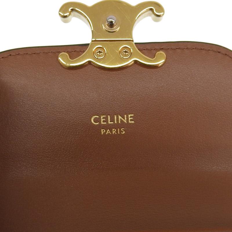 セリ－ヌ CELINE トリオンフ スモール フラップウォレット トリオンフキャンバス カーフスキン タン 10D782CQH.04LU 中古 新入荷 OBB0638 TRIOMPHE セリ−ヌ CELINE トリオンフ スモール フラップウォレット