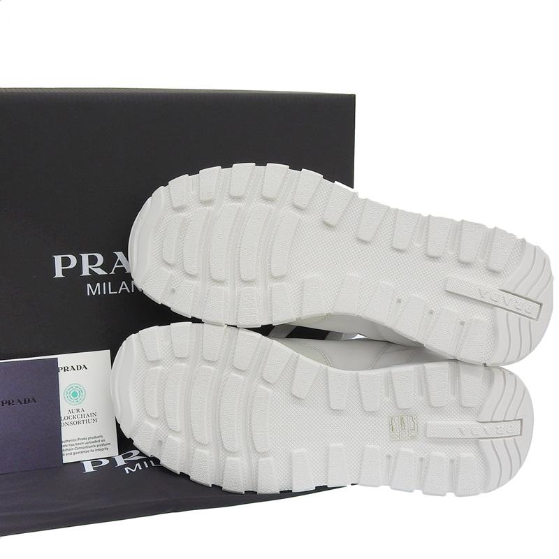 プラダ PRADA PRAX 01 靴 スニーカー Re-Nylon/ブラッシュドレザー ホワイト 7 1/2 約26.5cm 2EE369 中古 新入荷 OBB0658 PRADA（プラダ） PRADA PRAX 01 靴 スニーカー Re-Nylon/ブラッシュド