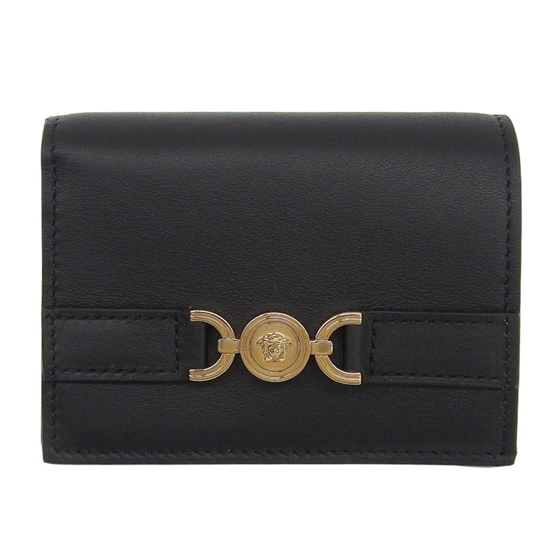 ヴェルサーチェ Versace メドゥーサ'95 二つ折り財布 コンパクトウォレット レザー ブラック 1016596 中古 新入荷 OBB0659 VERSACE（ヴェルサーチェ） メドゥーサ'95 二つ折り財布 コンパクト