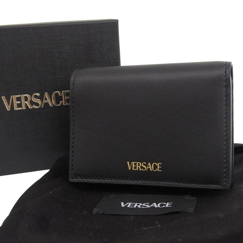 ヴェルサーチェ Versace メドゥーサ'95 二つ折り財布 コンパクトウォレット レザー ブラック 1016596 中古 新入荷 OBB0659 VERSACE（ヴェルサーチェ） メドゥーサ'95 二つ折り財布 コンパクト
