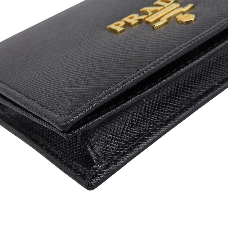 プラダ PRADA 二つ折り財布 コンパクトウォレット サフィアーノ レザー ブラック 1MV021 中古 新入荷 OBB0667 SAFFIANO（PRADA） プラダ PRADA 二つ折り財布 コンパクトウォレット