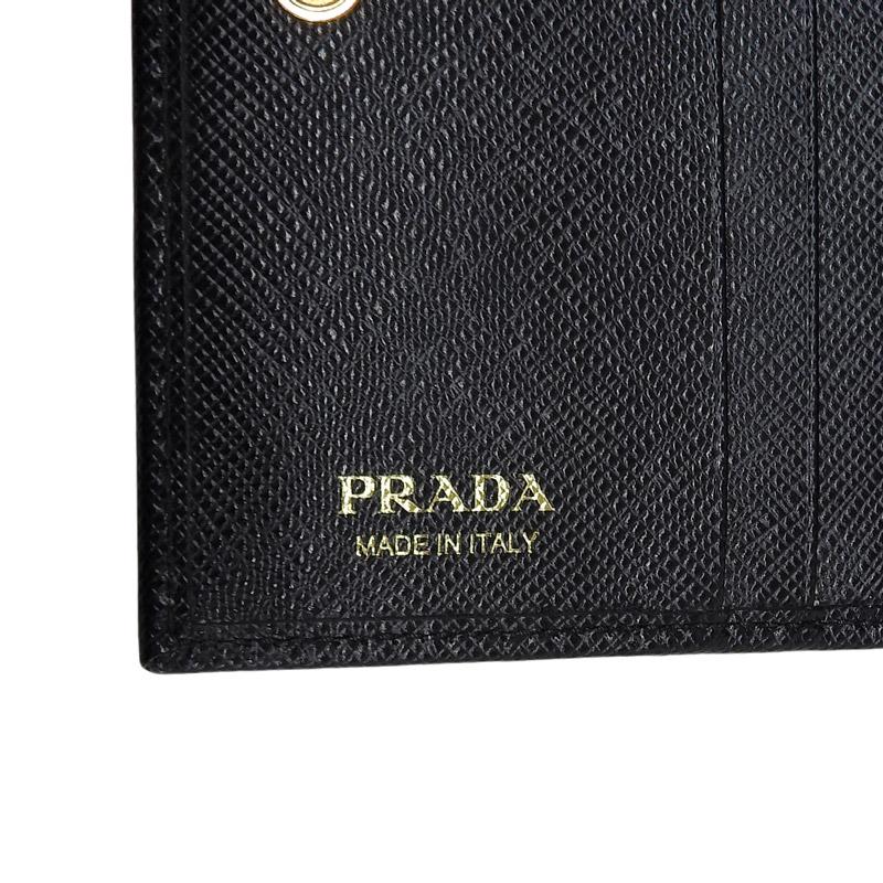 プラダ PRADA 二つ折り財布 コンパクトウォレット サフィアーノ レザー ブラック 1MV021 中古 新入荷 OBB0667 SAFFIANO（PRADA） プラダ PRADA 二つ折り財布 コンパクトウォレット